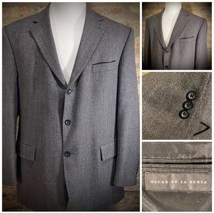 46R Oscar De La Renta Wool Cashmere Blend Gray Blazer Sport Coat Jacket